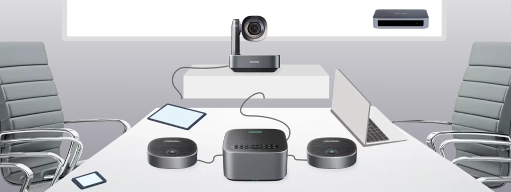 video conferencing in a large meeting room
