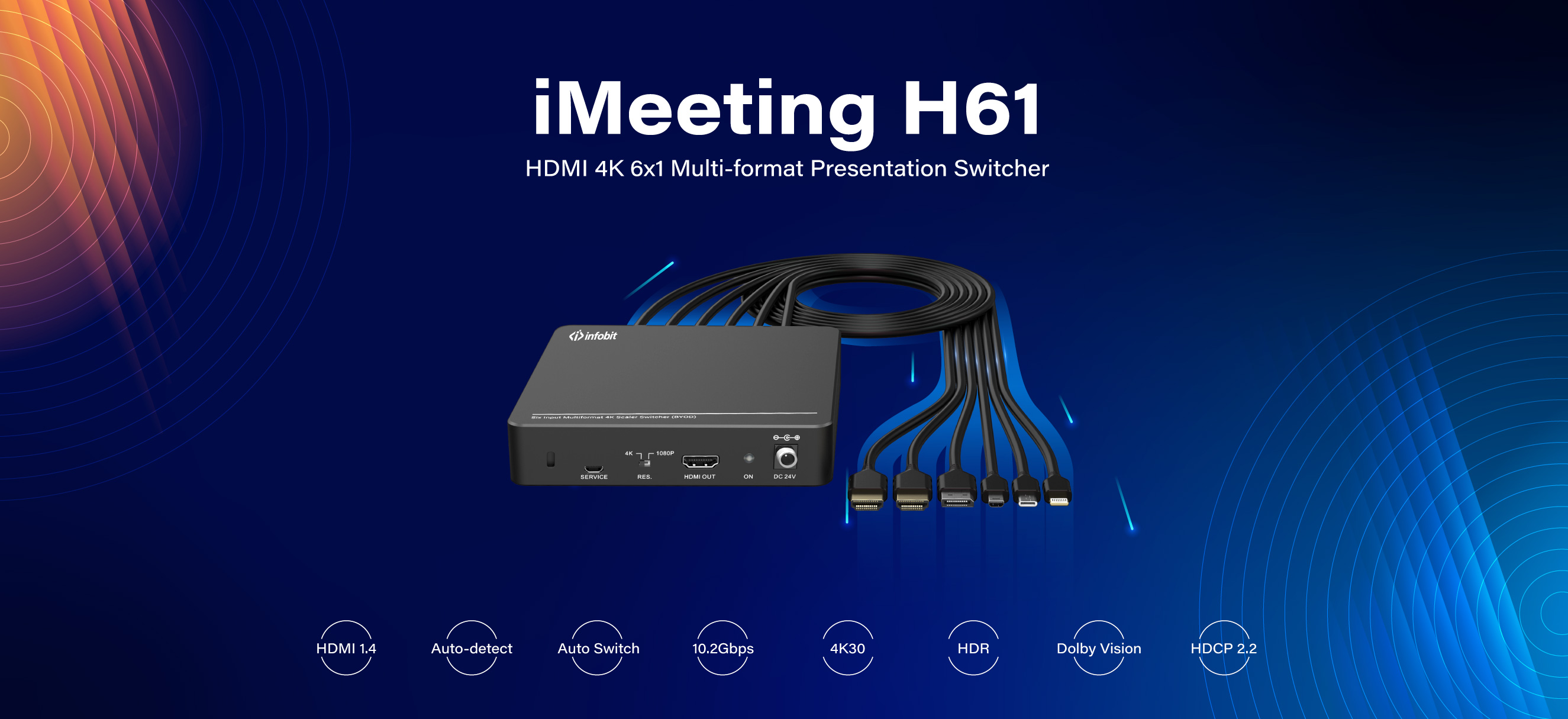 HDMI 4K 6x1 Multi-format presentation switcher