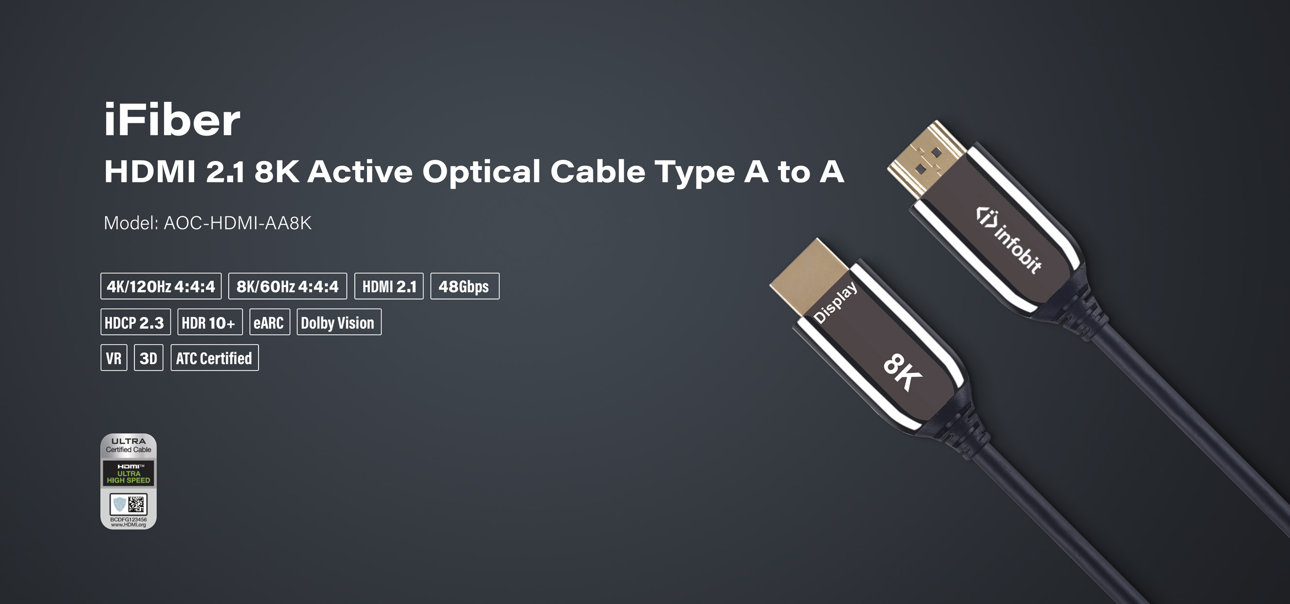 iFiber HDMI 2.1 8K Active Optical Cable 48Gbps