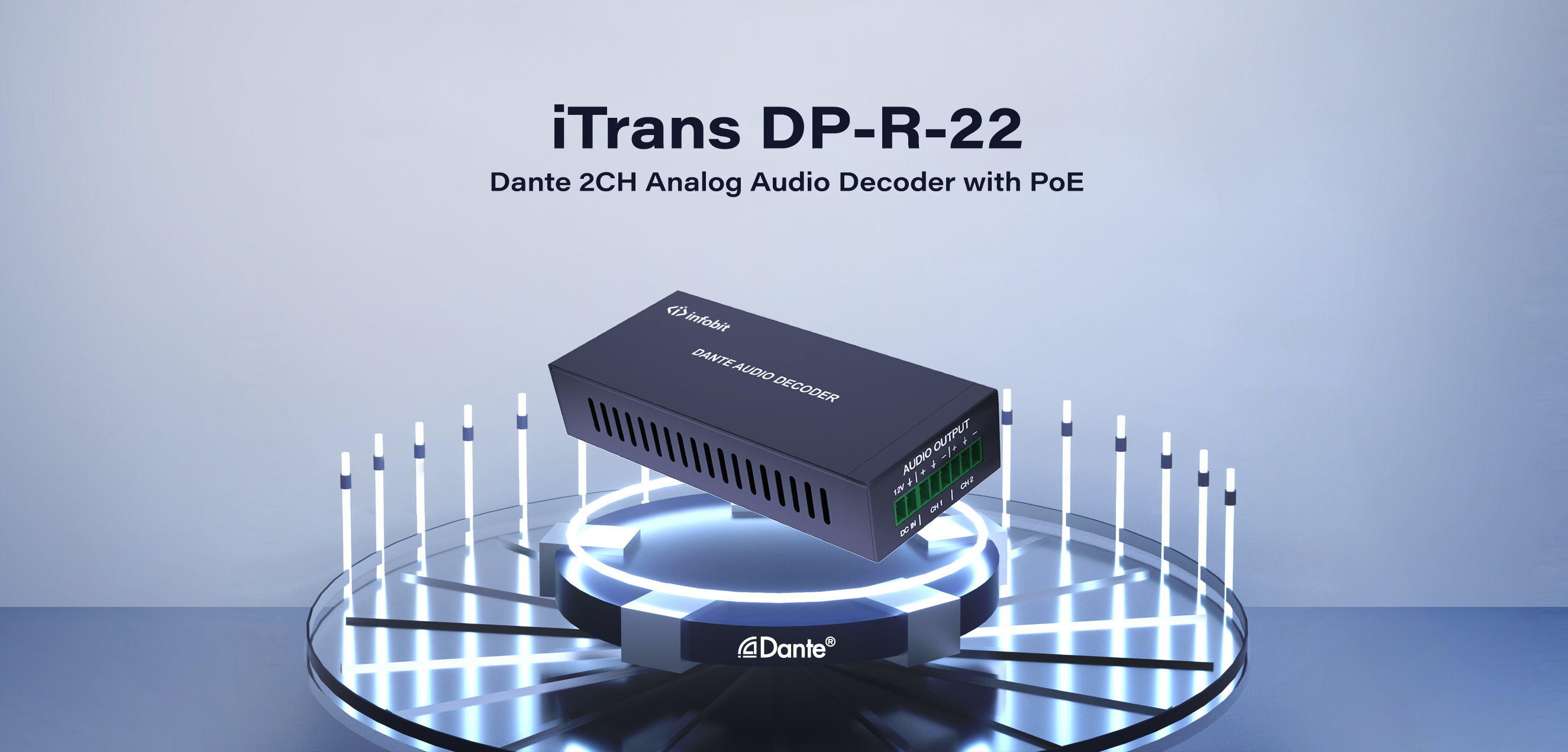 iTrans DP-R-22 Dante 2CH Analog Audio Decoder PoE