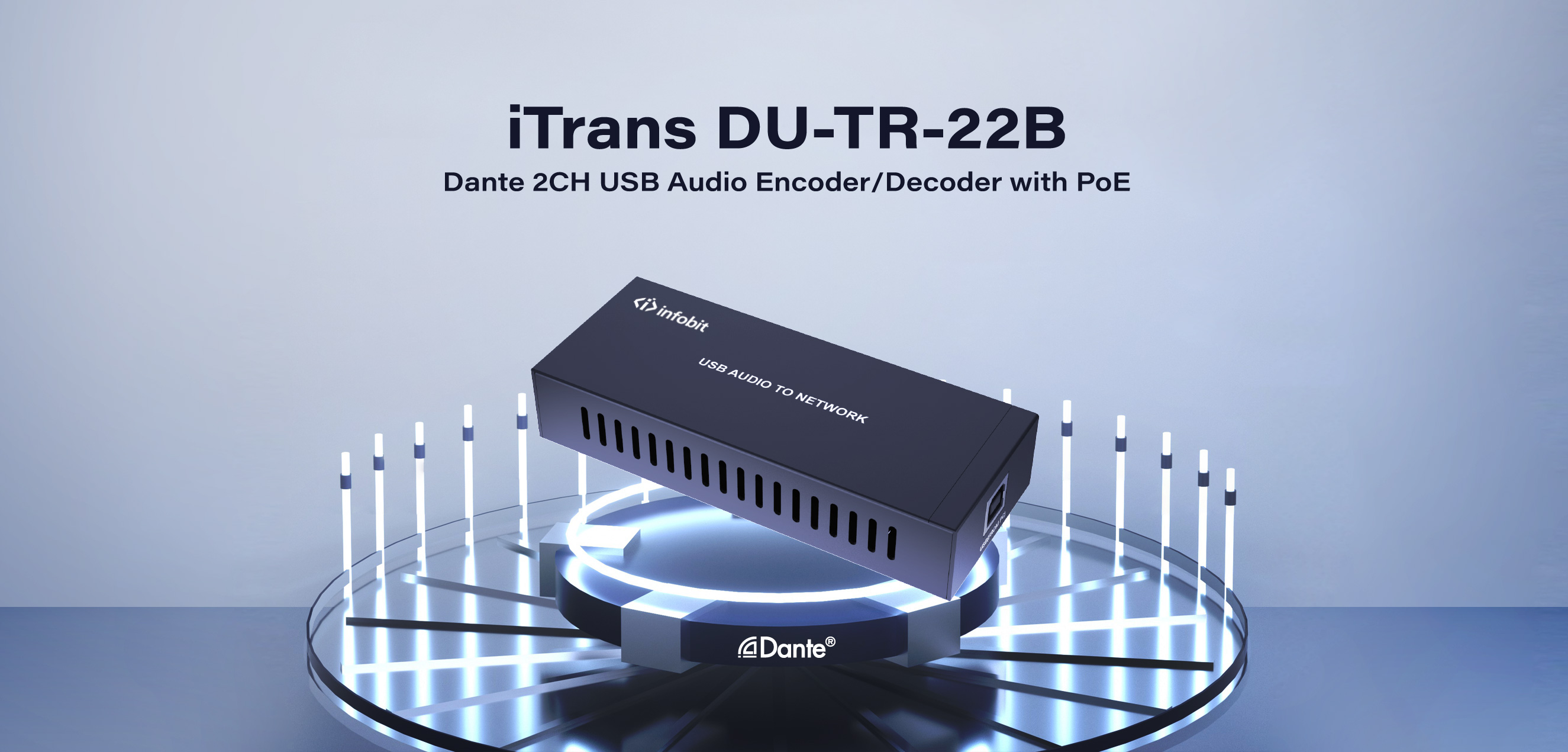 iTrans DU-TR-22B Dante 2CH USB Audio Encoder Decoder PoE
