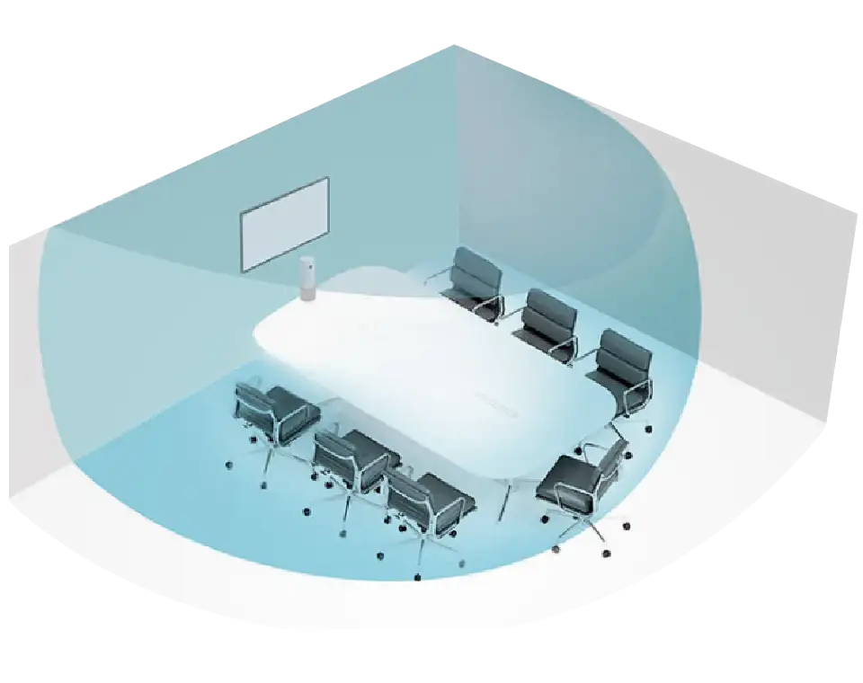  দীর্ঘ দূরত্বের শব্দ পিকআপ<br />360 &deg; সম্পূর্ণ কভারেজ