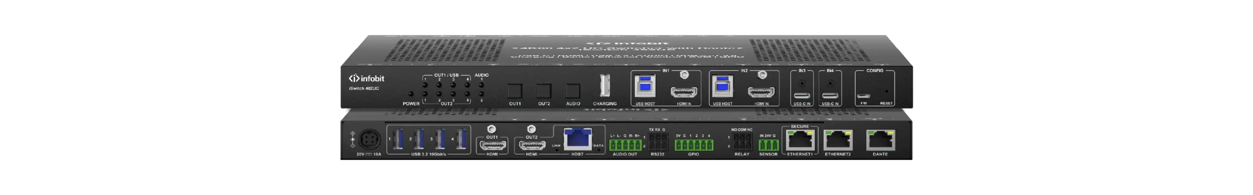  4K60 4x2 UC Switcher con Dante